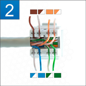 Positioneer de paren op de keystone jack.