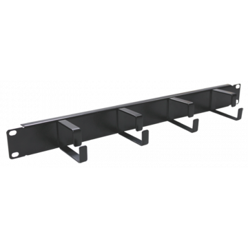 Panelen 19" Rangeer paneel zwart 4-metalen haken/ogen 1HE