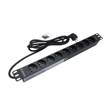 19 inch PDU 9x Schuko horizontaal FR/BE aansluiting