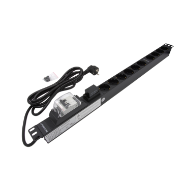 19 inch PDU verticaal 10x Schuko met overspanning 16A