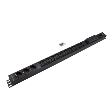 19 inch PDU 10x C13 + 3x Schuko met ampèremeter