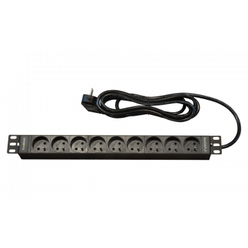 PowRblock 19" Horizontaal 9xSchuko (Socket:Pin Earth) FR/BE