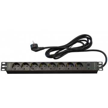 PowRblock 19" Horizontaal 8 x Schuko + overspannings bescherming