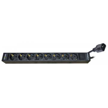 PowRblock 19" Horizontaal 8 x Schuko 2 meter kabel vv C14 Plug