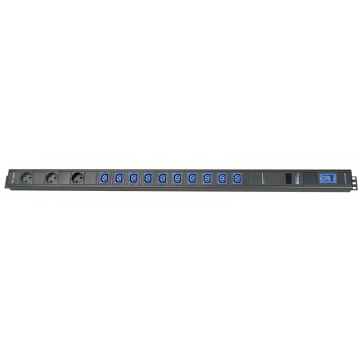 PowRguard 19" 10x C13 + 3x Schuko en Digitale ampÃ¨re meter