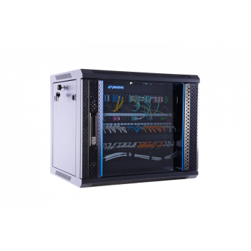 6U Patchkast Wand B600×D450 - Prestaq 19 Inch Zwart