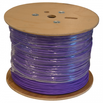 Zybrnet 500 Meter Cat.6 U/UTP Soepel pvc met kruis 500 meter haspel paars