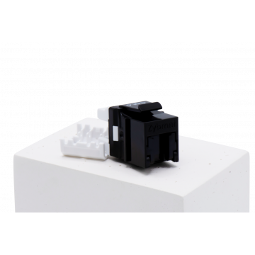 Zybrnet Single-Motion Keystone Jack Cat 6 met zwarte stofkap
