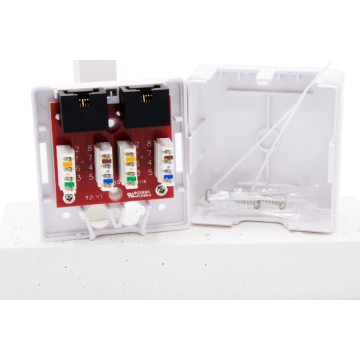 Zybrnet Cat6 wandcontactdoos opbouw 2xRJ45 wit