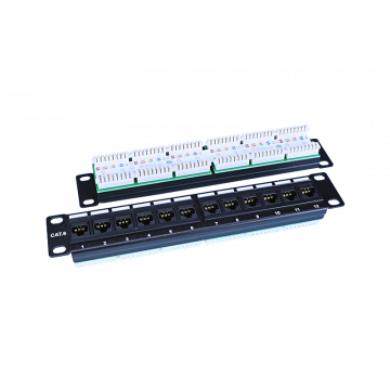 10" Patch Panel Cat 6 UTP 12 Poorten 1HE