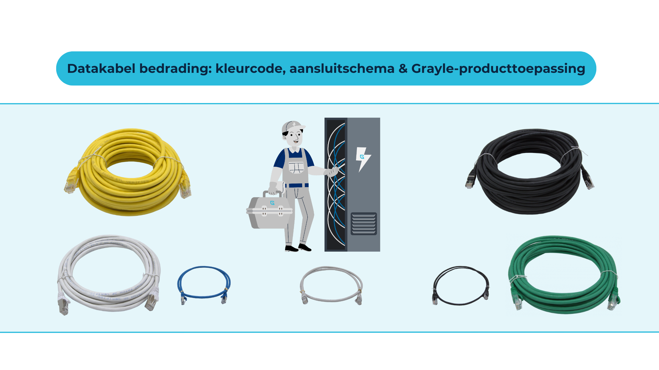 Overzicht datakabel bedrading met kleurcode en aansluitschema volgens TIA/EIA-568B