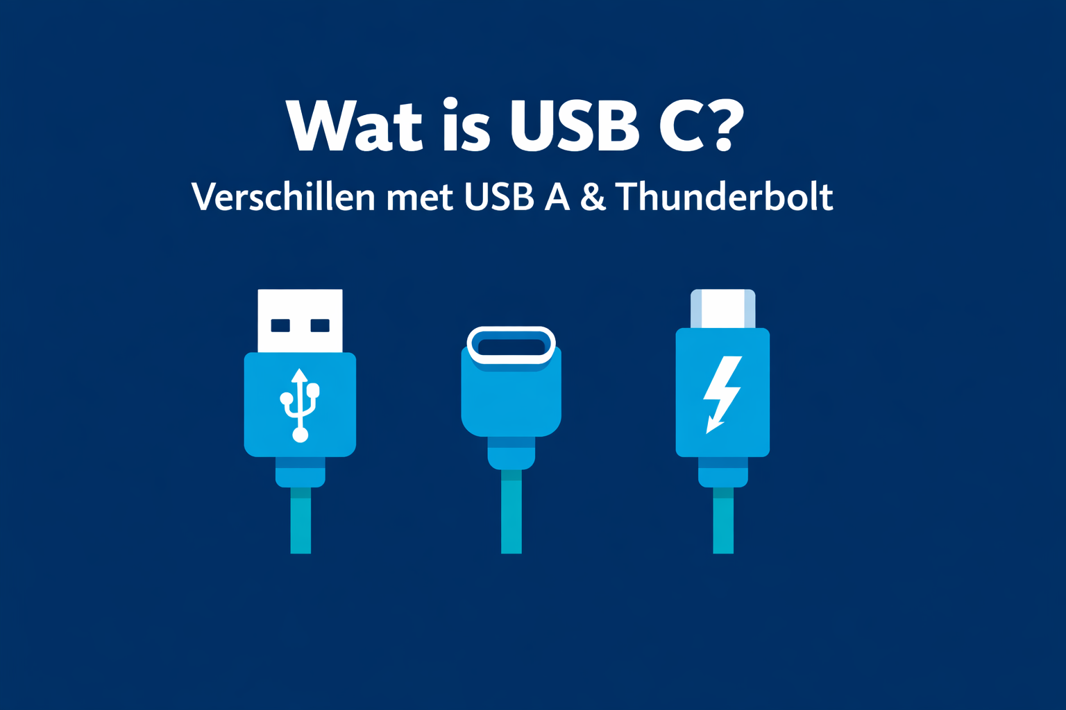 USB-C uitgelegd met vergelijking tussen USB-A en Thunderbolt aansluitingen