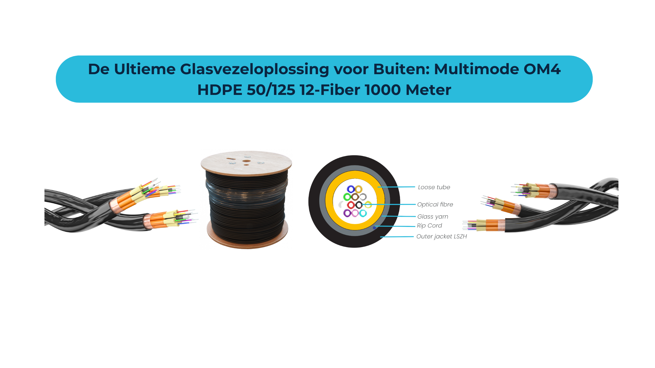 De Ultieme Glasvezeloplossing voor Buiten: Multimode OM4 HDPE 50/125 12-Fiber 1000 Meter