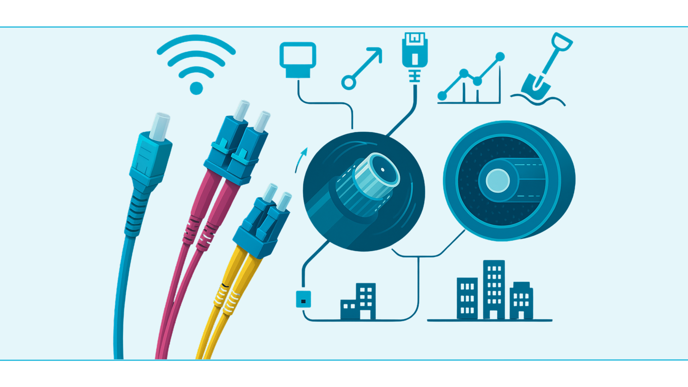 Vergelijking van 9 &micro;m singlemode en 50/62,5 &micro;m multimode vezelkernen