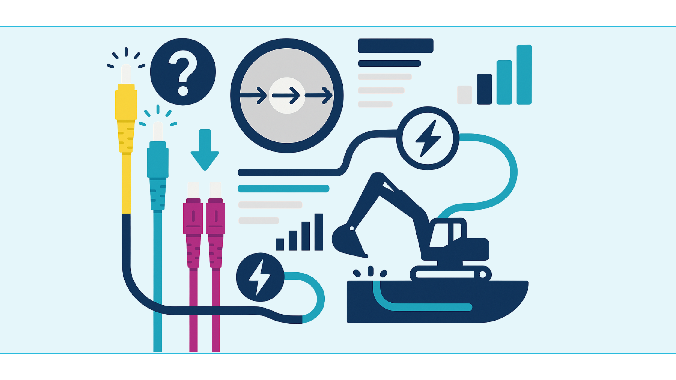 Illustratie van lichtstralen die via totale interne reflectie door de glasvezelkern reizen