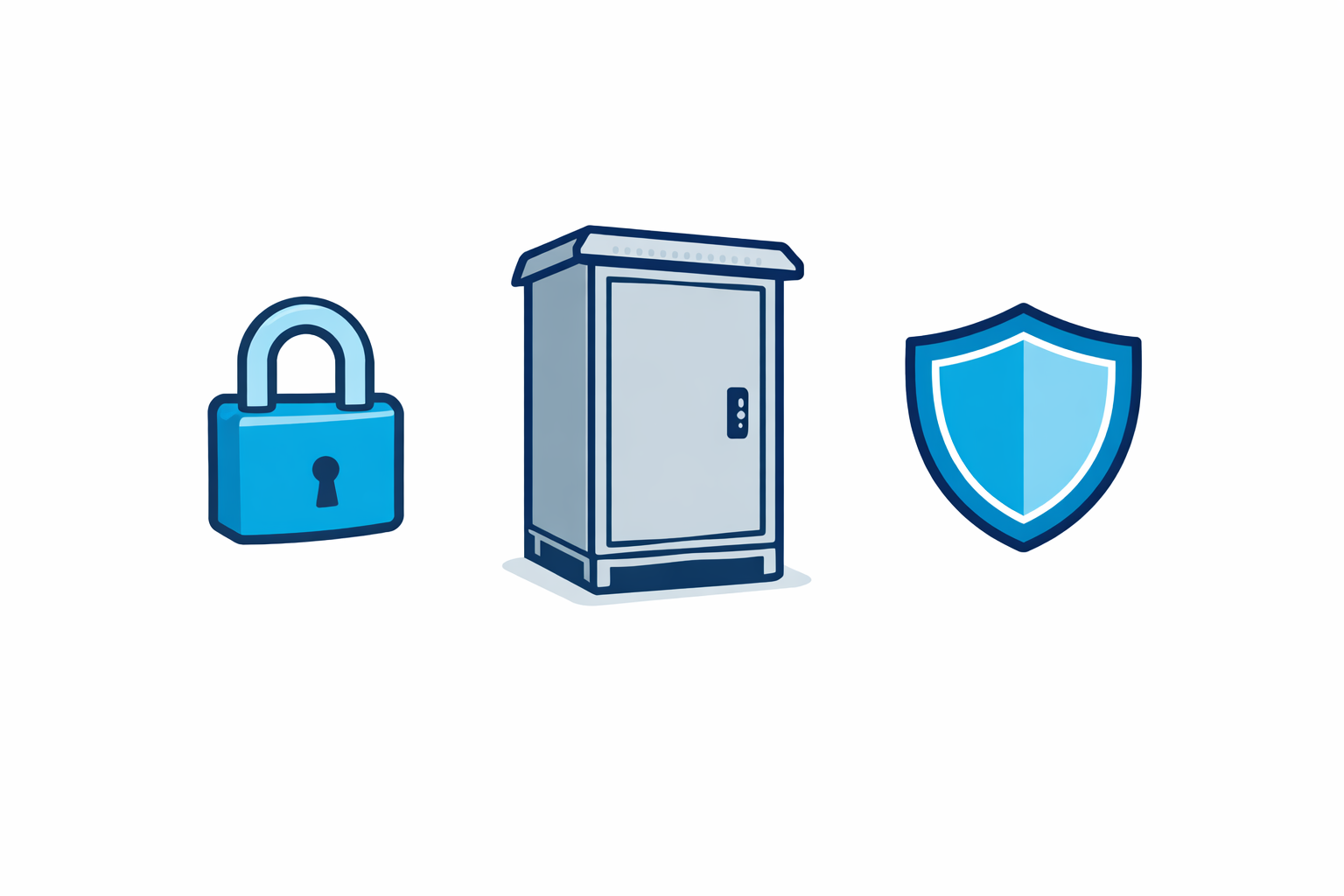 Binnenzijde van een 19 inch outdoor IP55 patchkast met 19 inch rails, gemonteerde netwerkcomponenten en beschermde kabeldoorvoer.