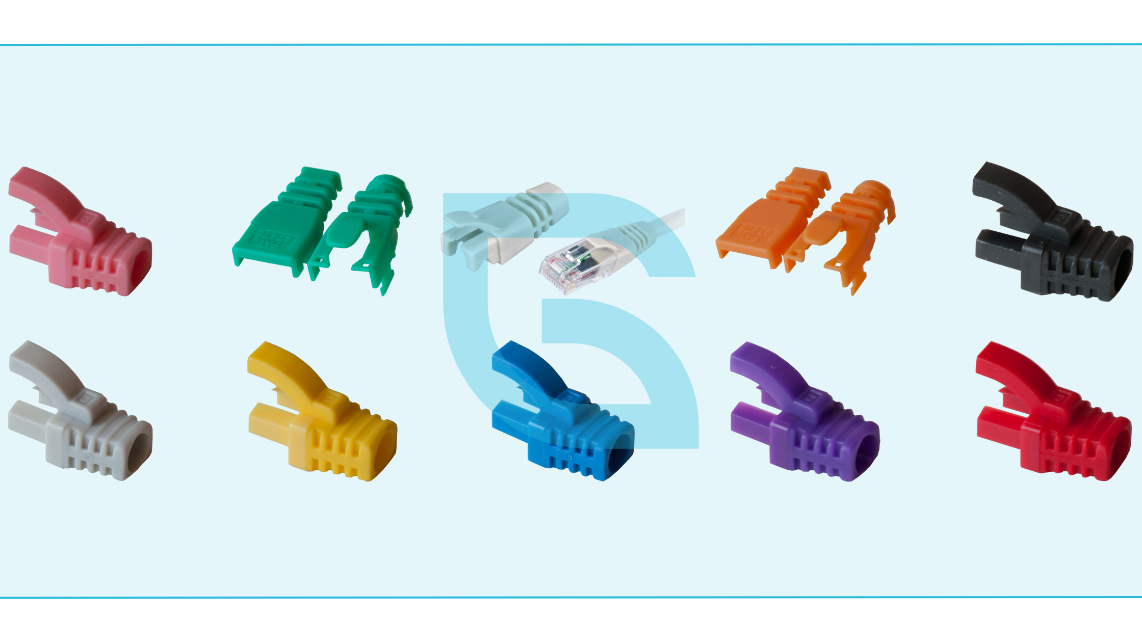 Tule voor RJ45 connector – kleurcodering en kabelbescherming in één RJ45 netwerkkabel voorzien van tule in patchkast voor mechanische ontlasting