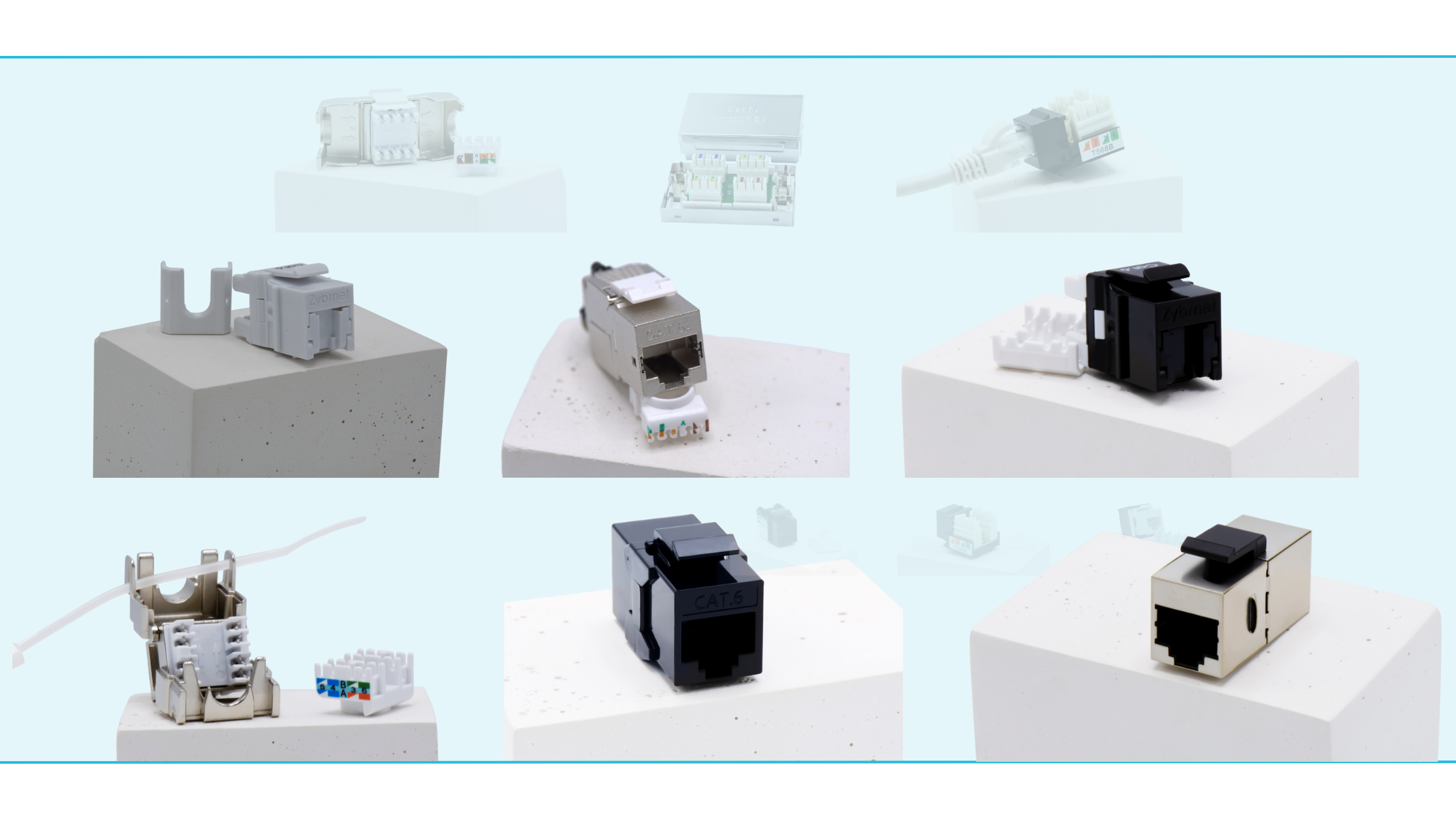 RJ45 keystone jacks voor professioneel netwerkinstallatiebeheer – van Cat5e tot Cat7. Diverse Keystone RJ45 jacks van Grayle voor Cat5e t/m Cat7, met modulaire montage in wanddozen, patchpanelen en industriële toepassingen.