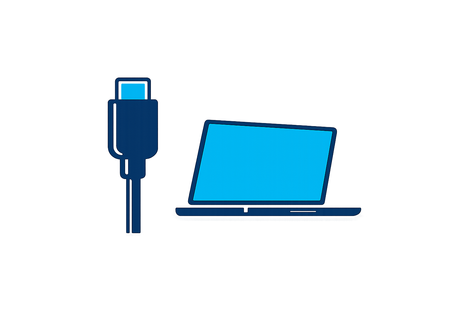 usb c kabel aangesloten op laptop voor data en opladen