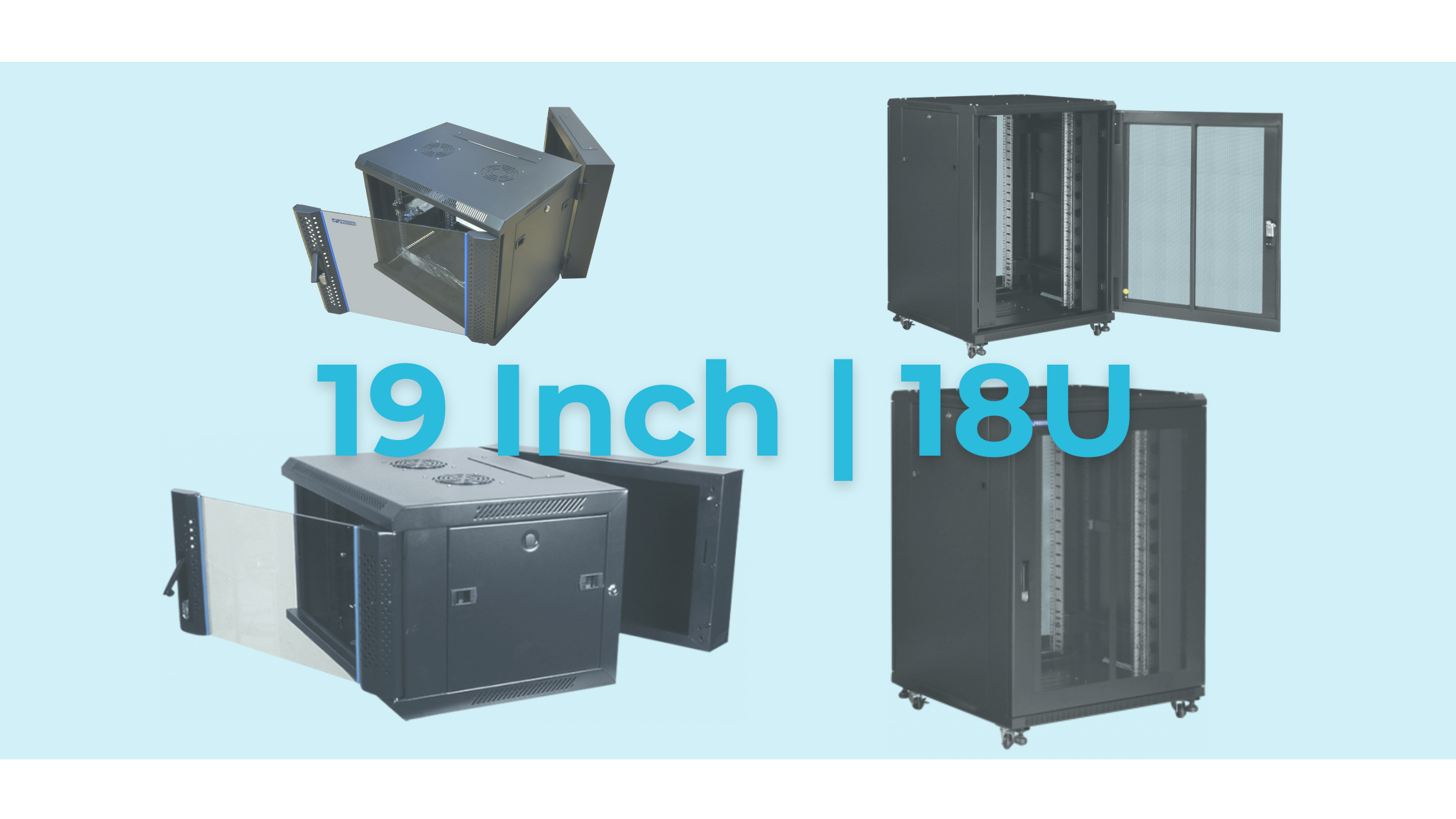 18U serverkast – compacte staande oplossing voor netwerkbeheer in smart homes, kantoren en technische installaties. Professionele 18U serverkast met 19 inch rails, geconfigureerd voor thuisnetwerk of kleine kantoorinstallatie met glasvezel en domotica.