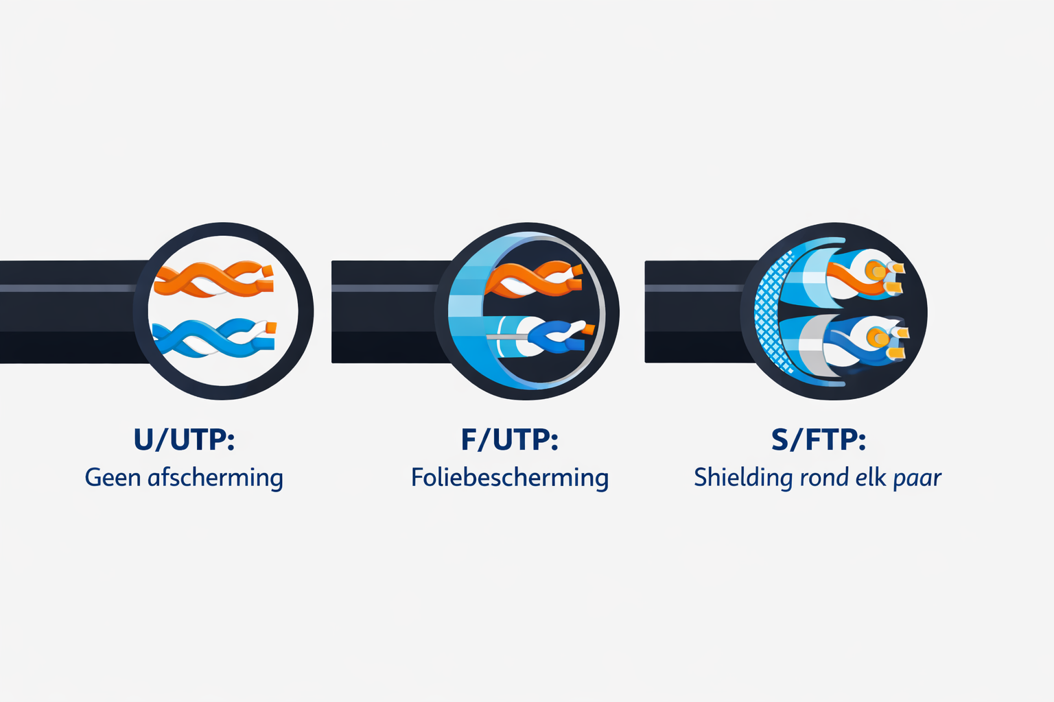 Overzicht van afgeschermde en niet-afgeschermde buitenkabels