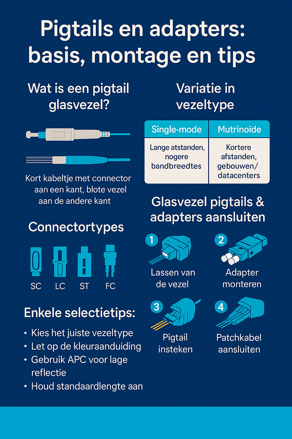 LC/UPC OM4-pigtailset met paarse kabels voor high-density patching