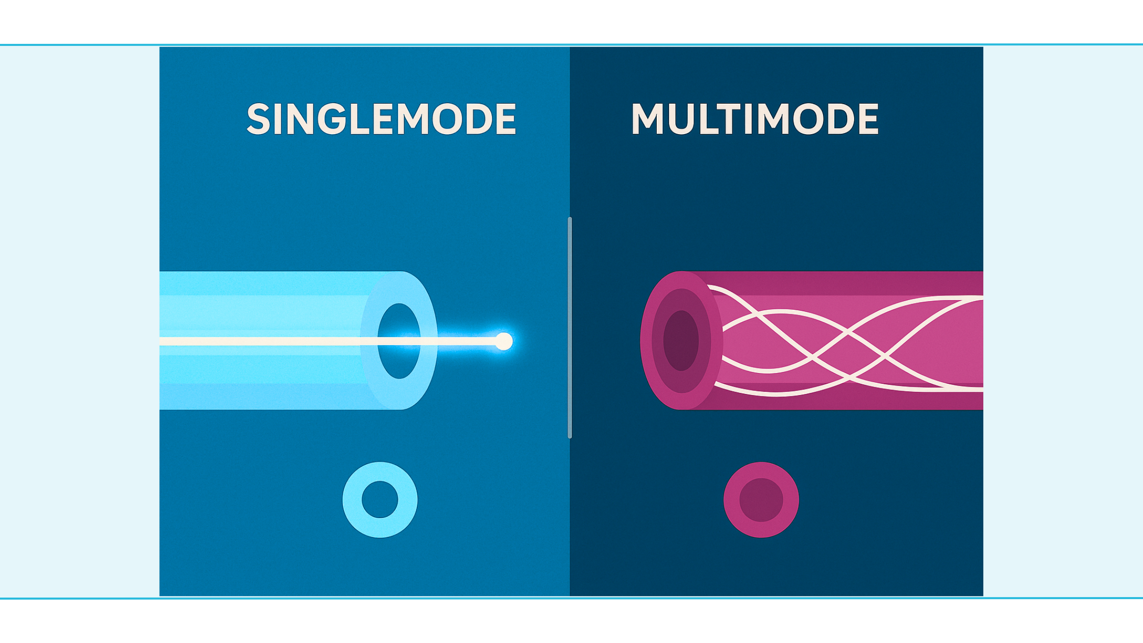 Vergelijking singlemode en multimode glasvezel met afstand en snelheid