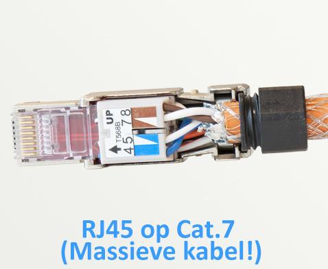 Hoe sluit ik een RJ45 aan op Cat.7 kabels?